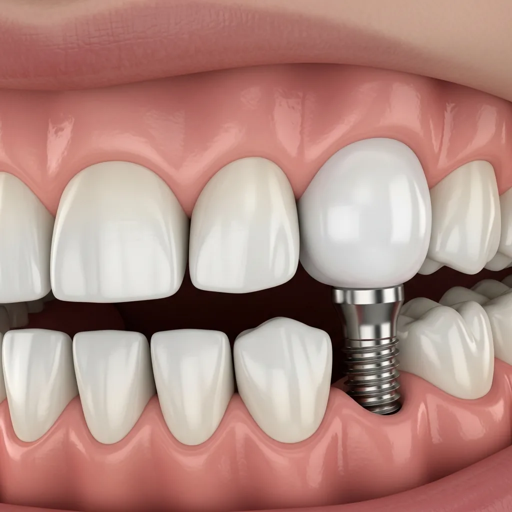 Illustration eines einzelnen Implantats mit Krone