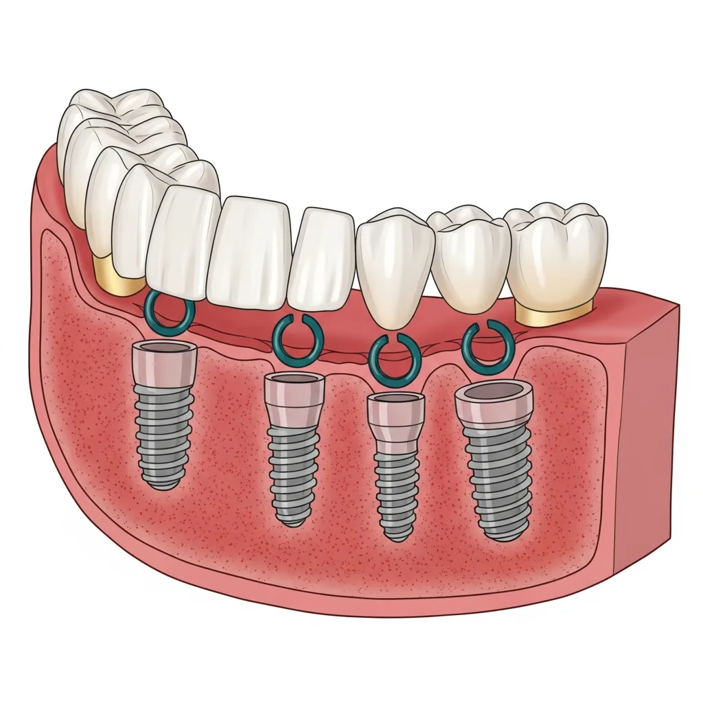Illustration einer Br&uuml;cke auf mehreren Implantaten